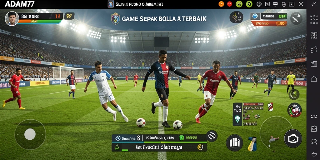 Tampilan gameplay ADAM77 yang mendebarkan dengan aksi sepak bola nyata.