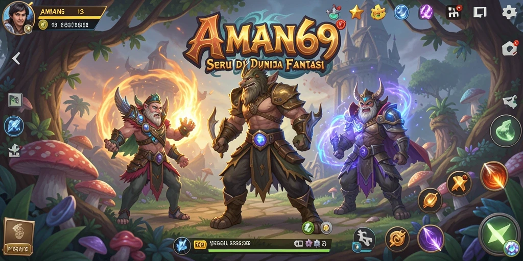 Tangkapan layar gameplay AMAN69 yang menampilkan aksi petualangan seru.