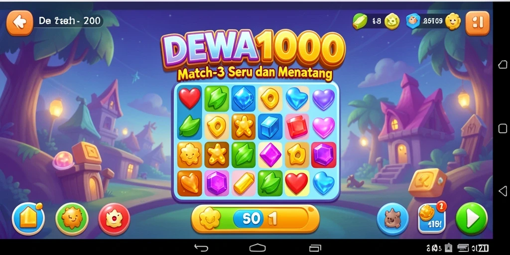 Gameplay seru DEWA1000 dengan tantangan Match-3 yang menarik.