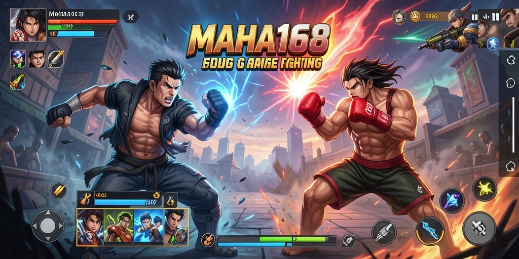 Screenshot gameplay MAHA168 menampilkan pertarungan yang mendebarkan dengan grafis yang tajam.