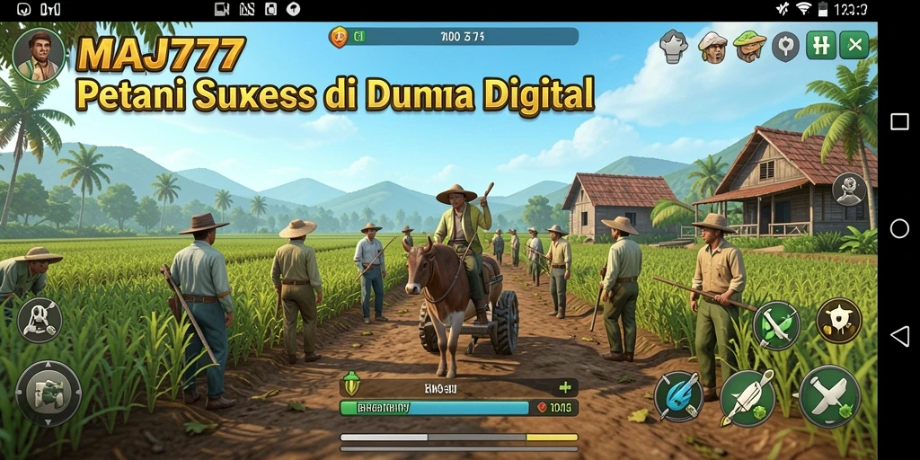 Screenshot MAJ777 menunjukkan ladang subur dengan tanaman yang siap dipanen.
