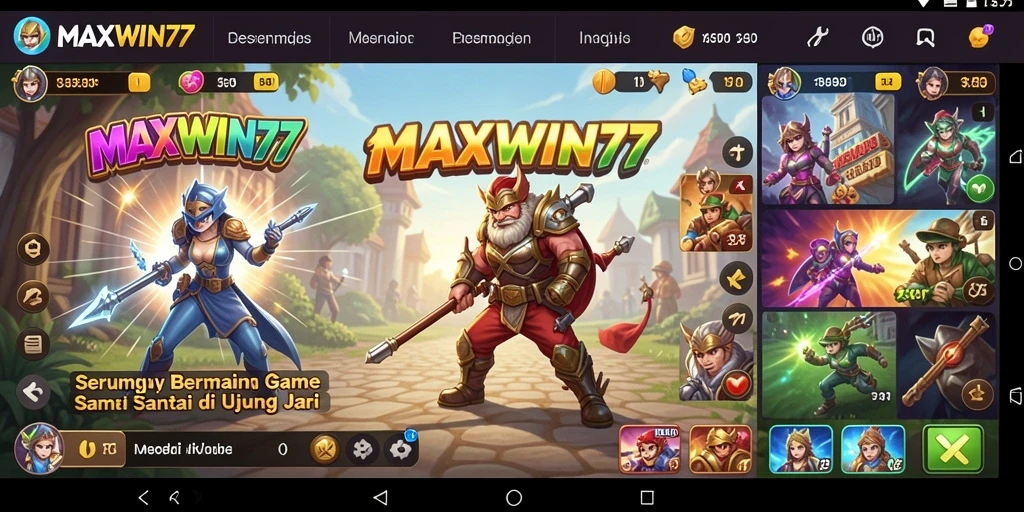 Screenshot gameplay <strong>MAXWIN77</strong> menunjukkan keseruan bermain game santai dengan teman.