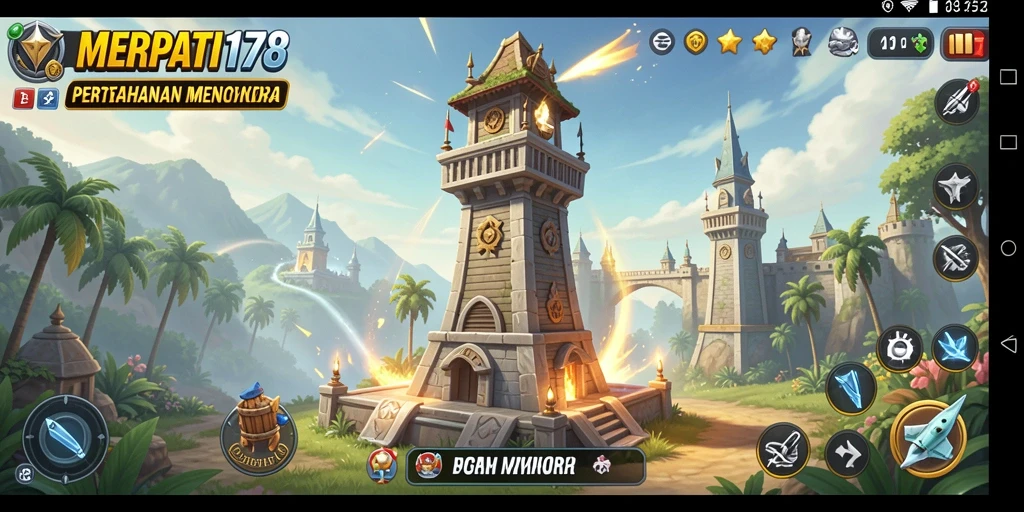 Tampilan inti gameplay MERPATI178 dalam mode Tower Defense yang mendebarkan.