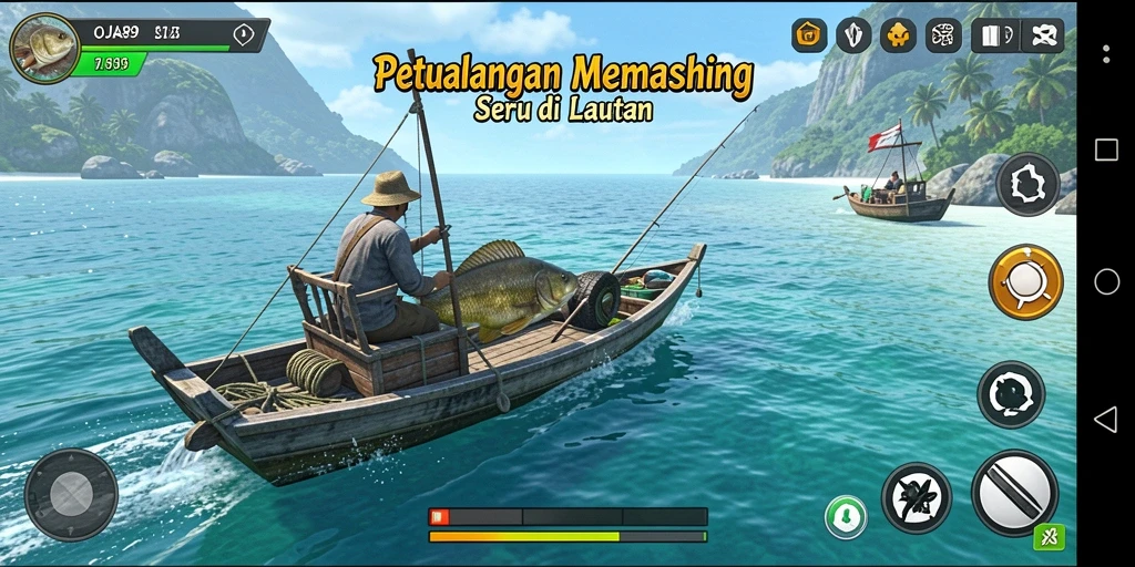 Tampilan utama OJA89 menampilkan gameplay yang menawan dan asyik saat memancing.