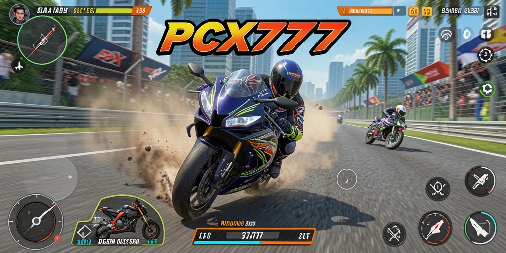 Tampilan menarik dari gameplay balapan motor di PCX777.