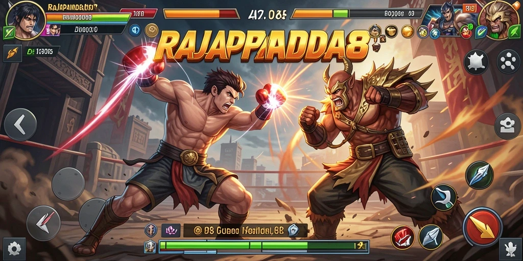 Screenshot RAJAPANDA88 menampilkan aksi pertarungan yang epik dan seru.
