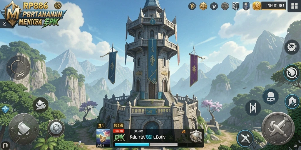 Tampilan gameplay seru dari RP886 yang penuh aksi Tower Defense.